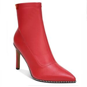NWT BAR III Melanay 8.5/9/9.5/10 Red Leather High Heel Ankle Boots Booties w/Box